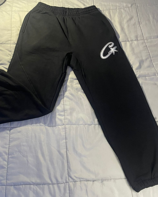 Corteiz Satin C Star Applique Bottoms Black